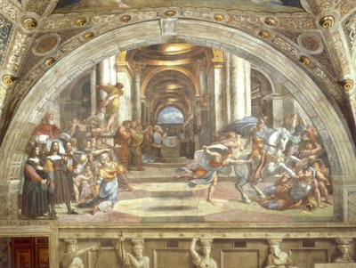 Expulsión de Heliodoro del Templo von Raffaello Sanzio Raphael